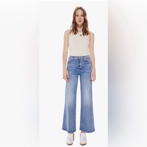 MOTHER The Fly Cut Tomcat Roller- Blue Flare Wide Leg Jeans